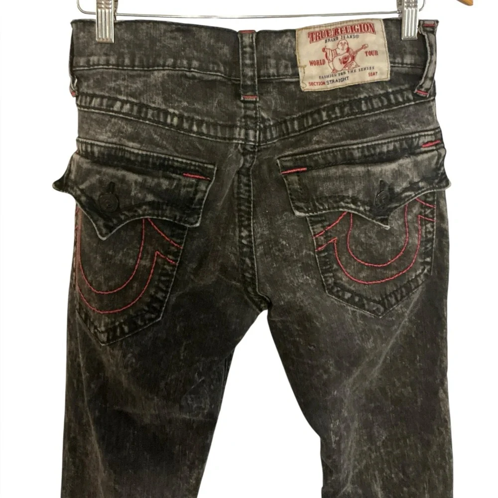 True Religion Men's Black‎ Acid-Wash Slim Straight Jeans size 30X31